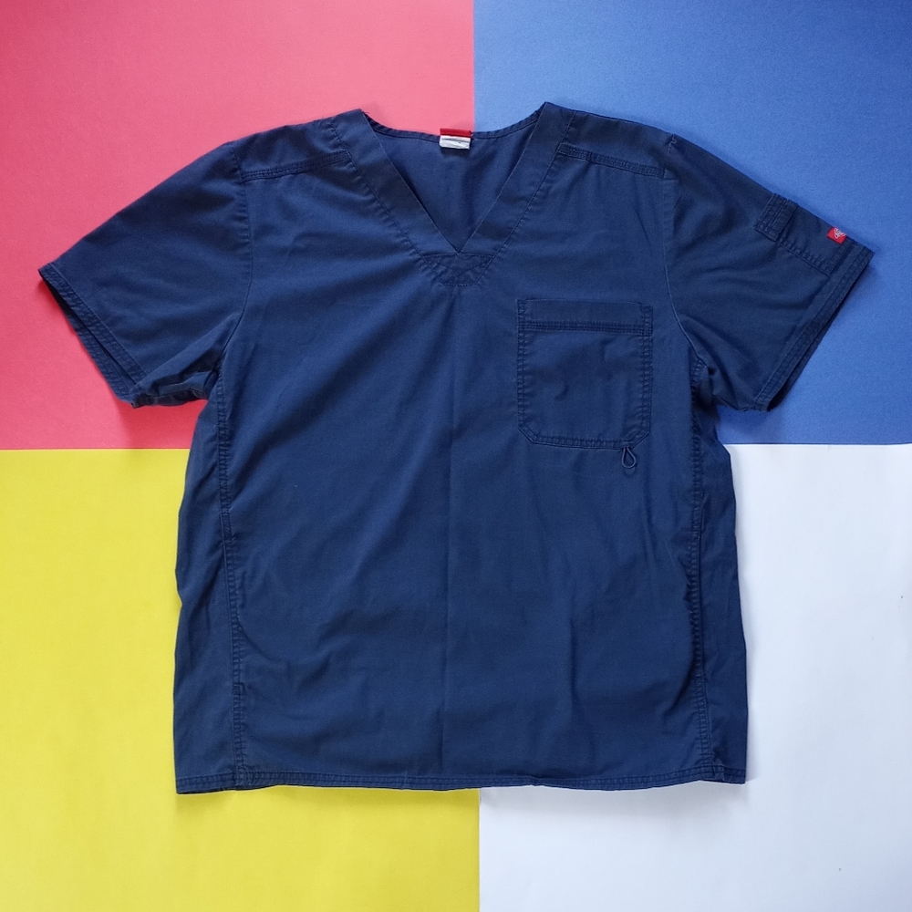 Dickies Workwear Navy Cargo-Style Scrub Top